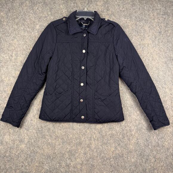 Stockholm Women’s Betty Quilted Jacket Coat Snap Vent Navy Blue Size EU 34 US XS - Picture 1 of 7